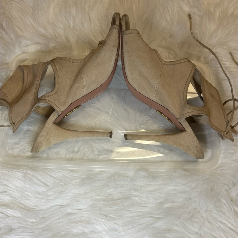 AQUAZZURA SUEDE CUTOUT ACCENT SLINGBACK SANDALS - Picture 9 of 12